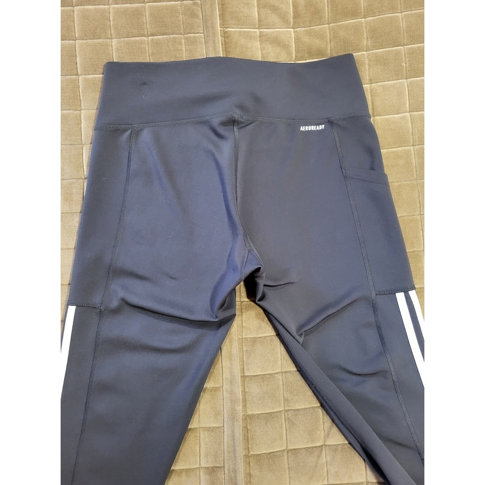 Adidas AeroReady Exercise Leggings Womens Sz Large Gray High Waist Logo Pockets - Picture 8 of 13